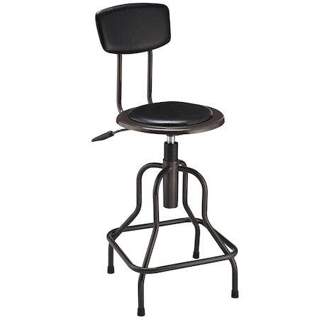 Global Industrial Vinyl Industrial Stool With Backrest and Pneumatic Height Adjustment Charcoal Gray 249018